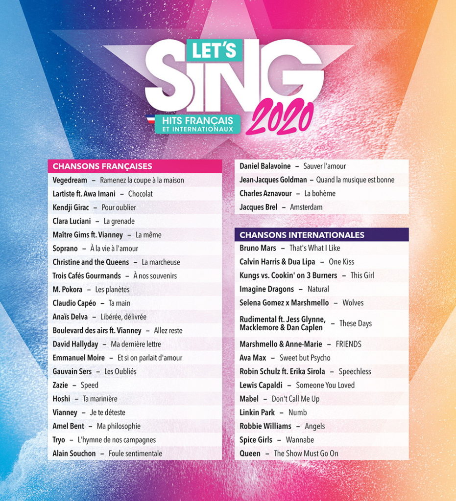 Tracklist Let's Sing 2020
